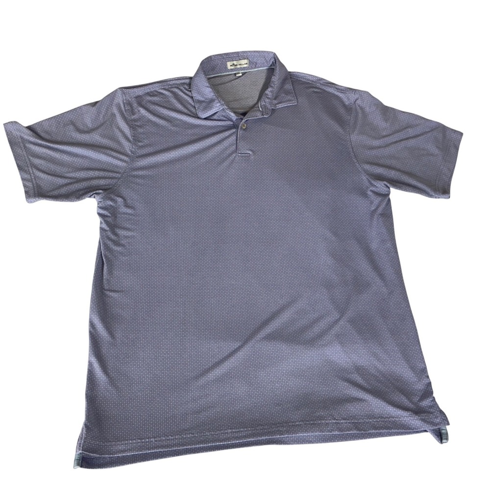 Peter Millar Summer Comfort Polo Shirt Men Large Purple Pindot Golf Short Sleeve